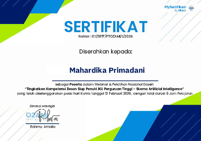 Surat Tugas dan Sertifikat Webinar & Pelatnas Dosen 