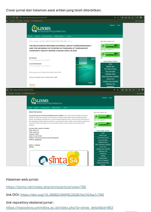 Jurnal The Relationship Between Maternal Height During Pregnancy and the Incidence of Stunting in Toddlers at the Rongkop Community Health Center, Gunung Kidul in 2025
