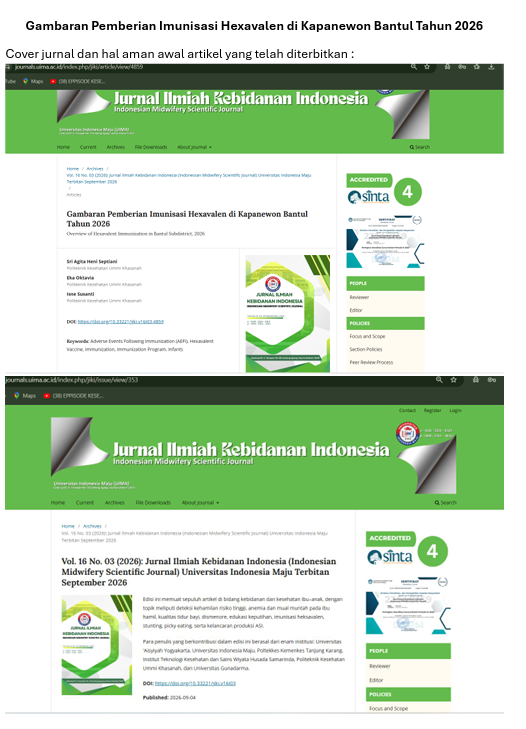 Jurnal Gambaran Pemberian Imunisasi Hexavalen di Kapanewon Bantul Tahun 2026 + Cover